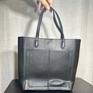 black faux leather Steve Madden tote bag.